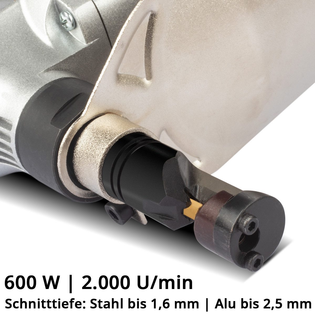 STAHLWERK Blechschere Blechknabber BK-600 ST mit 600 W und 2.000 U/min Nibbler Knabber, (Packung, 1-tlg), bis 2,5 mm Schnitttiefe