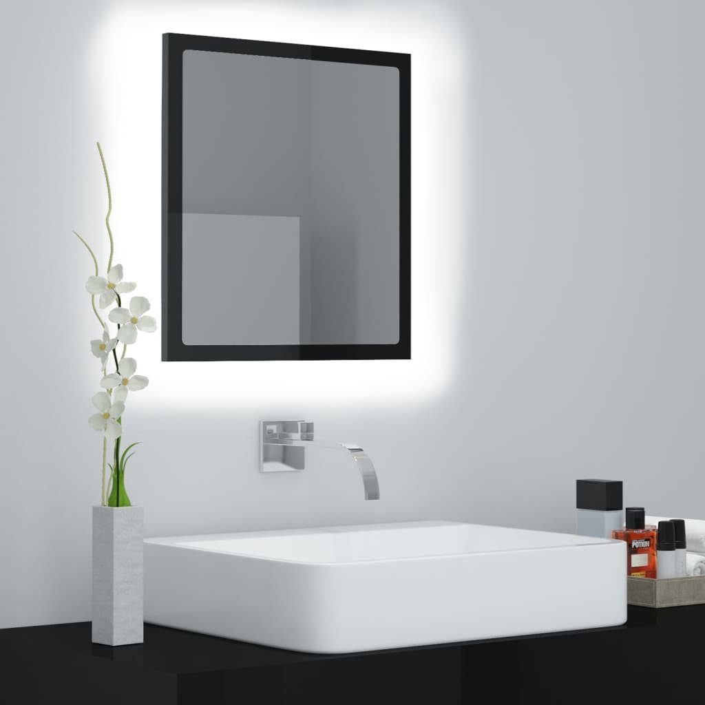 vidaXL Badezimmerspiegelschrank LED-Badspiegel Hochglanz-Schwarz 40x8,5x37 cm Acryl (1-St)