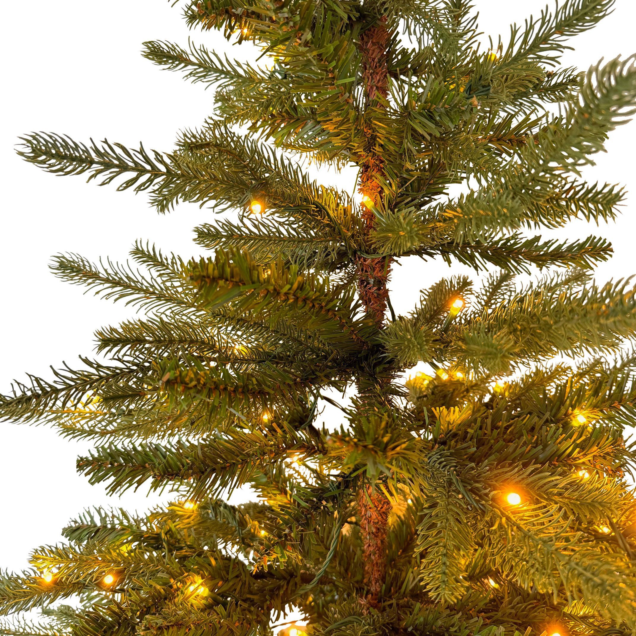 Online-Fuchs Künstlicher Weihnachtsbaum mit Beleuchtung für außen, Outdoor geeignet - Weihnachtsdeko, Spritzguss Nadeln, 120, 150, 180 und 210 cm, 9 verschiedene Leuchtfunktion - Warmweiß oder Farbwechsel