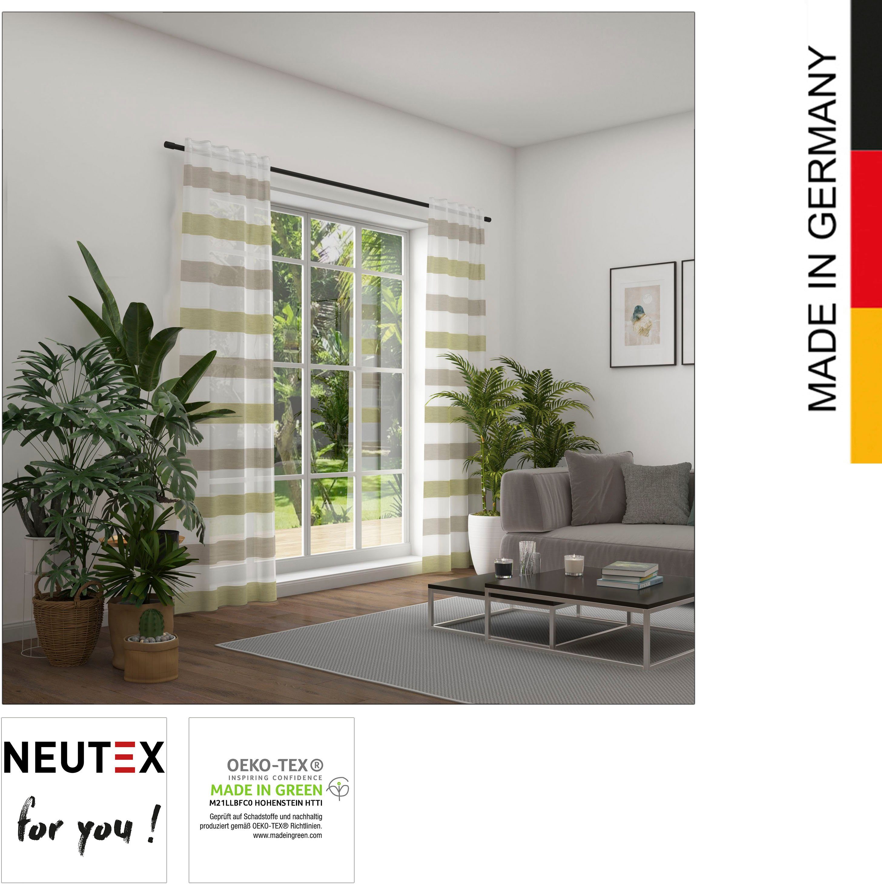 you!, Vorhang Neutex Multifunktionsband St), halbtransparent, Allegra, grün for moderne (1 Streifendessinierung natur