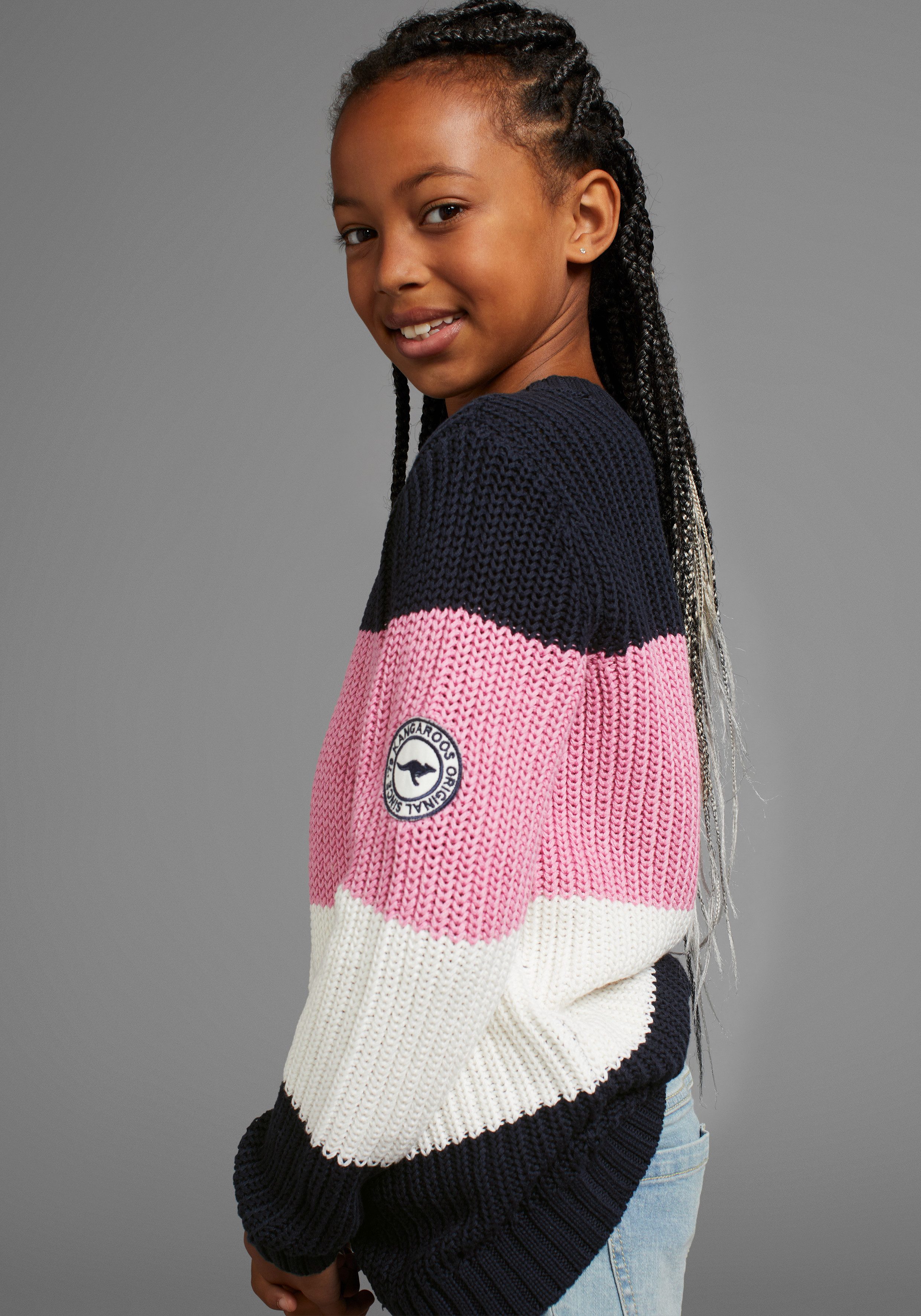 KangaROOS Strickpullover Ringelpullover mit Logo auf dem Ärmel