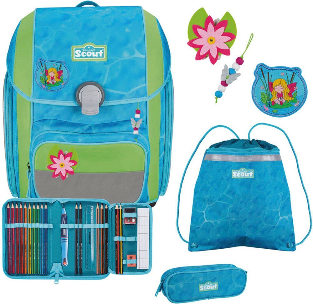 Scout Ранцы Genius, Water Lily (Set, 4-tlg), 2 Funny Snaps Move; enthält recyceltes Material