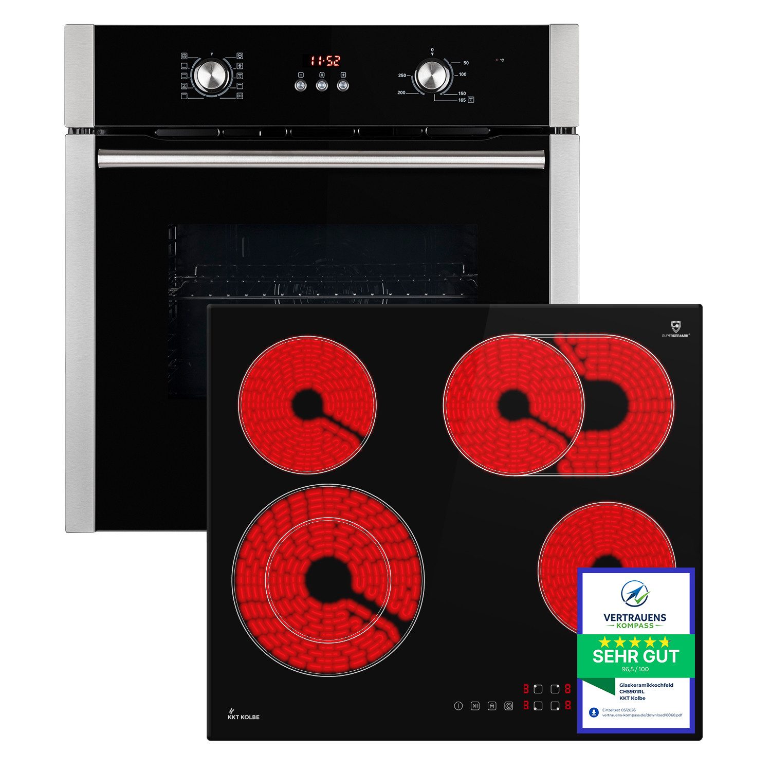 KKT KOLBE Backofen-Set Backofen und Kochfeld SET8805CH59RL, Herdset / Heißluft / Einbauherd / Einbaubackofen / Dualzone