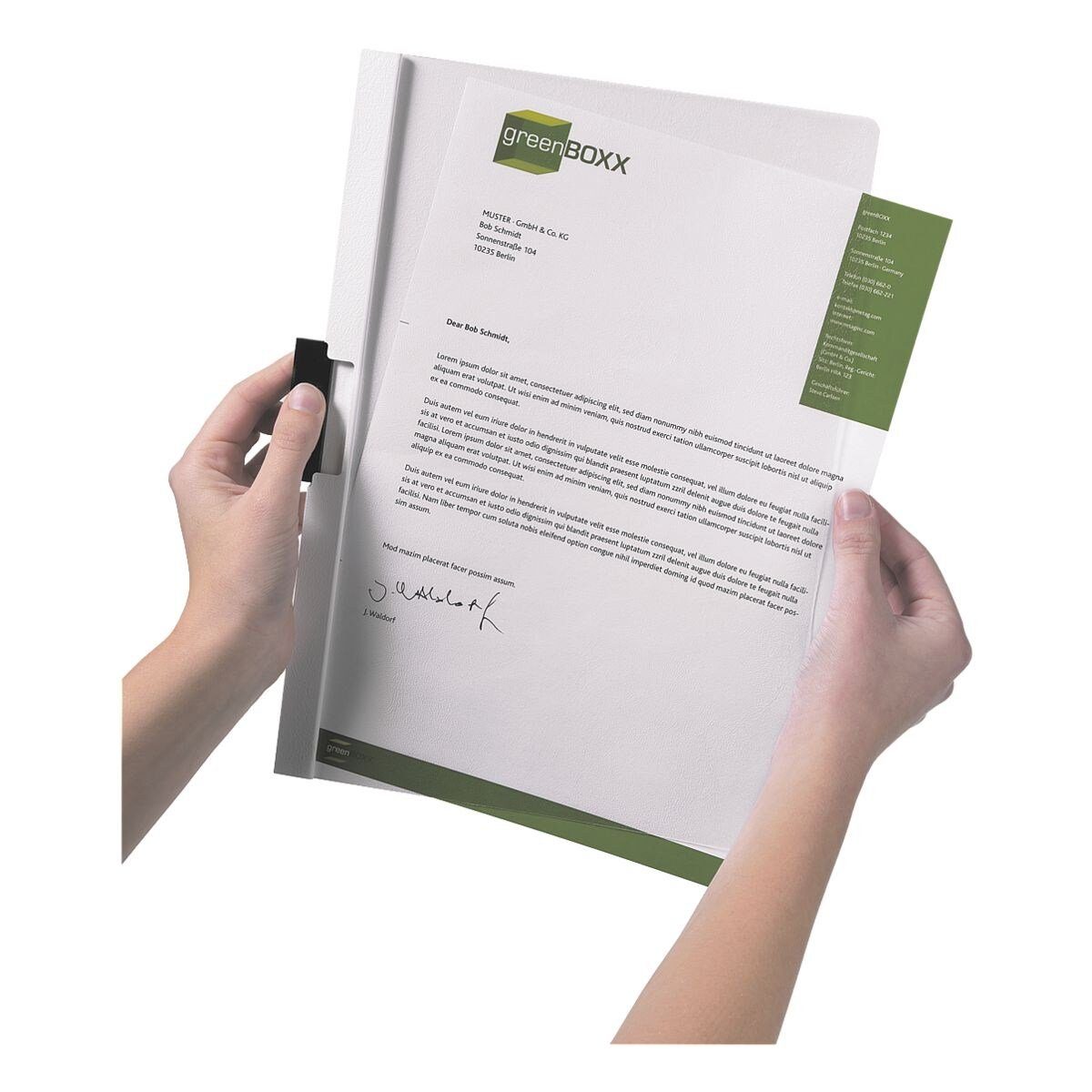 DURABLE Hefter Duraclip mit Blatt Format DIN Klemmfunktion, A4, grün bis 30 30