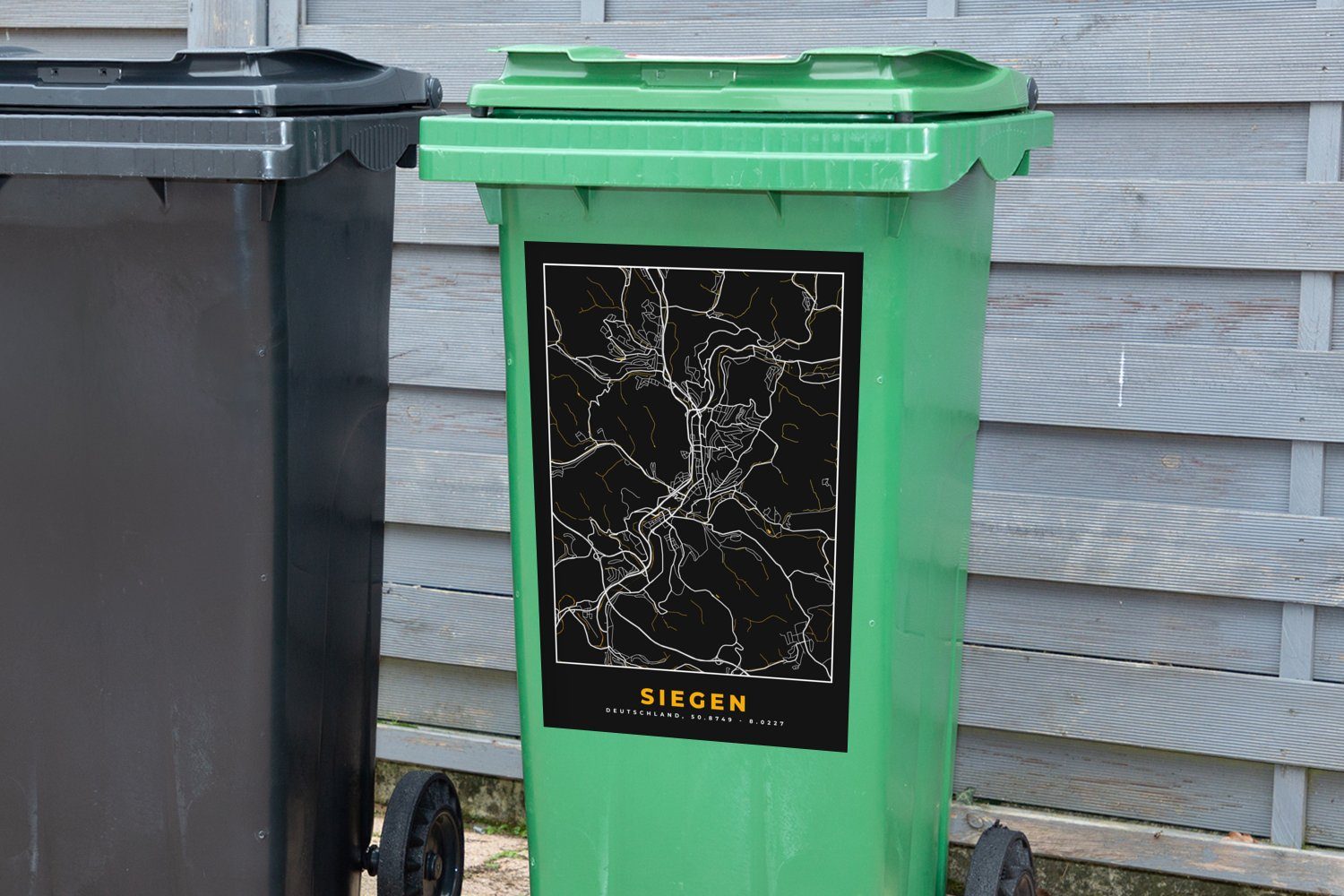 Sticker, Stadtplan Gold Container, Siegen Mülltonne, MuchoWow - Karte (1 Deutschland - - St), - Wandsticker Abfalbehälter Mülleimer-aufkleber,