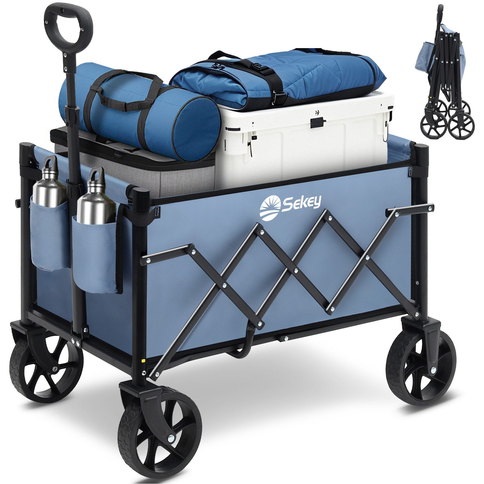 Sekey Тележки Ultraleicht Faltbarer Handwagen 5KG Transportkarre bis zu 80kg, Einkaufswagen Campingwagen mit Höhenverstellbarem Griff