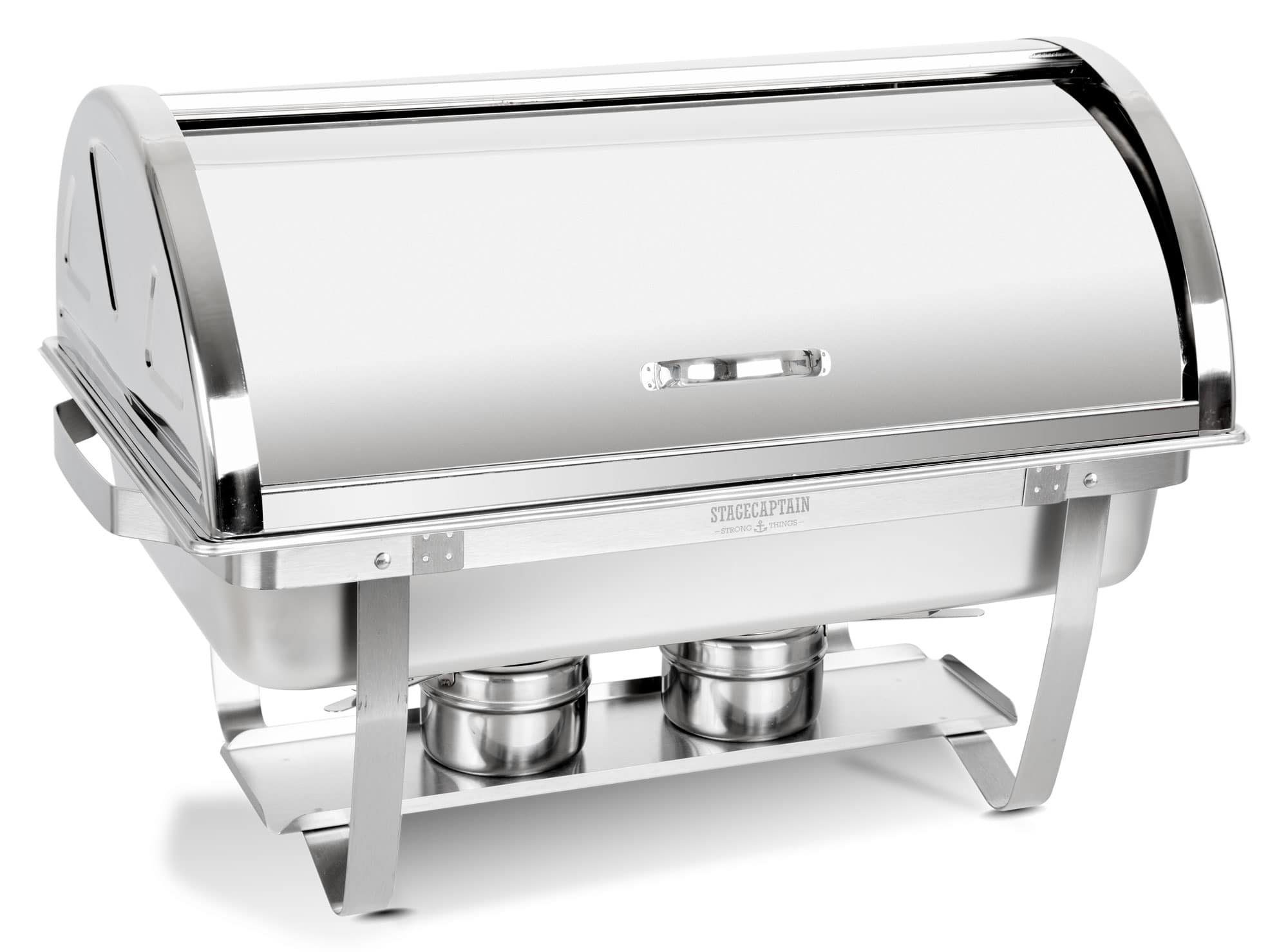 Stagecaptain Speisenwärmer Chafing-Dish - Edelstahl Warmhaltebehälter für Buffet und Catering, (CDSF-09, 1-tlg., Inkl. Wasserbad und 2 Brennern), Rolltop Speisewanne mit 9 L Fassungsvermögen