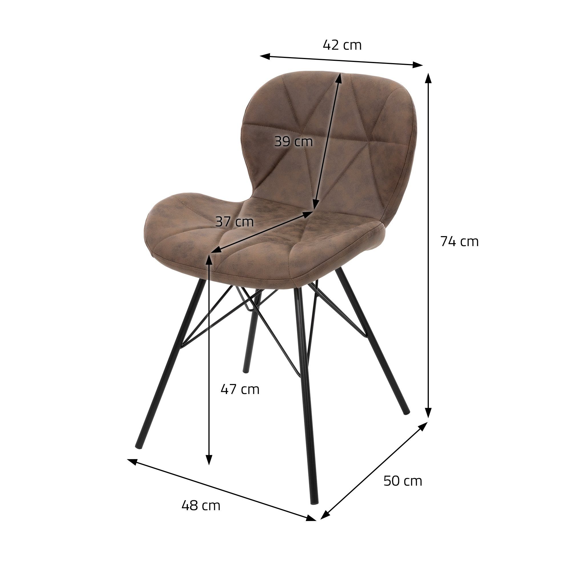 Esszimmerstühle Stuhl ML-DESIGN Braun Küchenstuhl 2er Polsterstuhl Wohnzimmerstuhl Ergonomisch Metallbeine Set (2er Set), Kunstlederbezug
