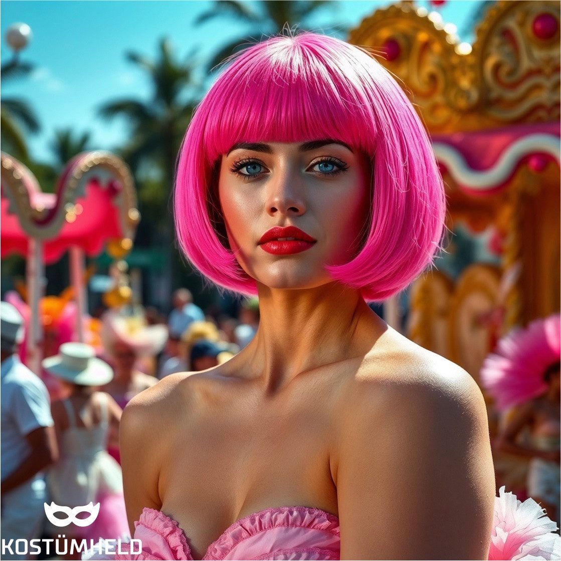 TK Gruppe Kostüm-Perücke Bob Wig Kurzhaarperücke Retro – für Fasching & Karneval