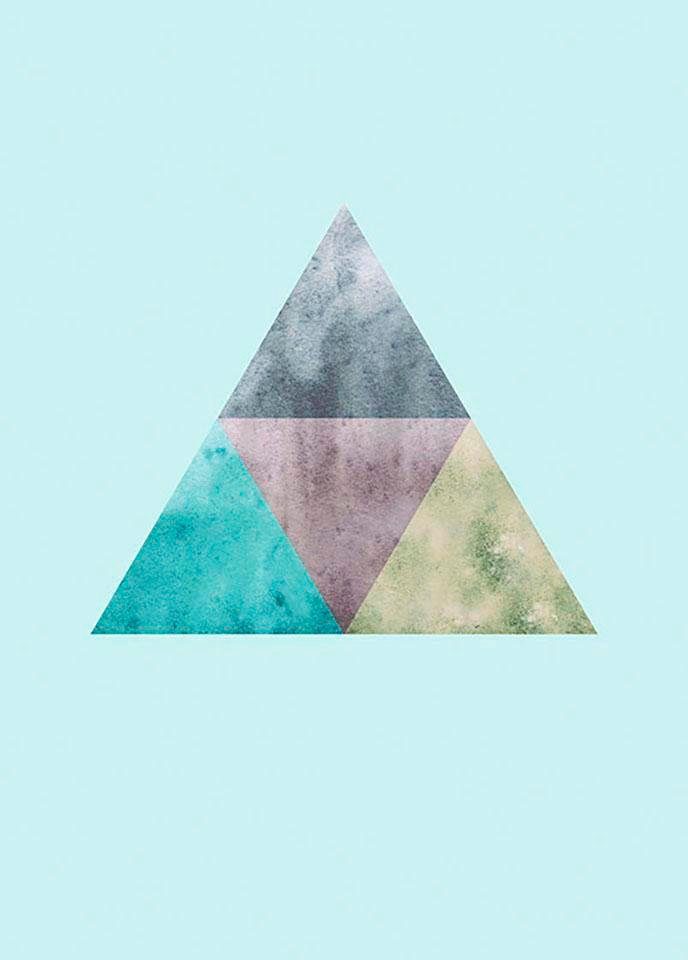Komar Poster Triangles Top Blue, Formen, (1 Wohnzimmer Schlafzimmer, Kunst St), Kinderzimmer