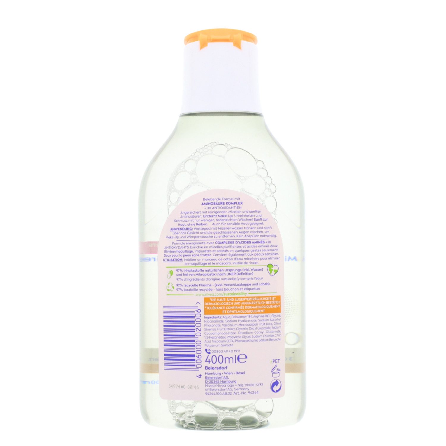 Nivea Gesichtspeeling NIVEA Mizellenwasser Energy Gesicht Augen Lippen Ohne Parfüm Für alle