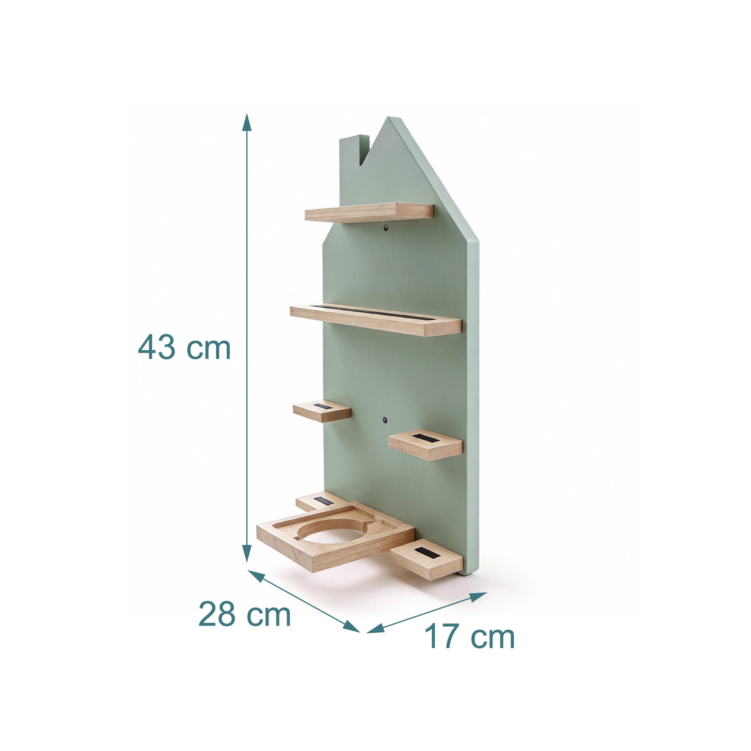 relaxdays Kinderregal Toniebox Regal Haus, 1-tlg., salbei. – Bild 4 von 5