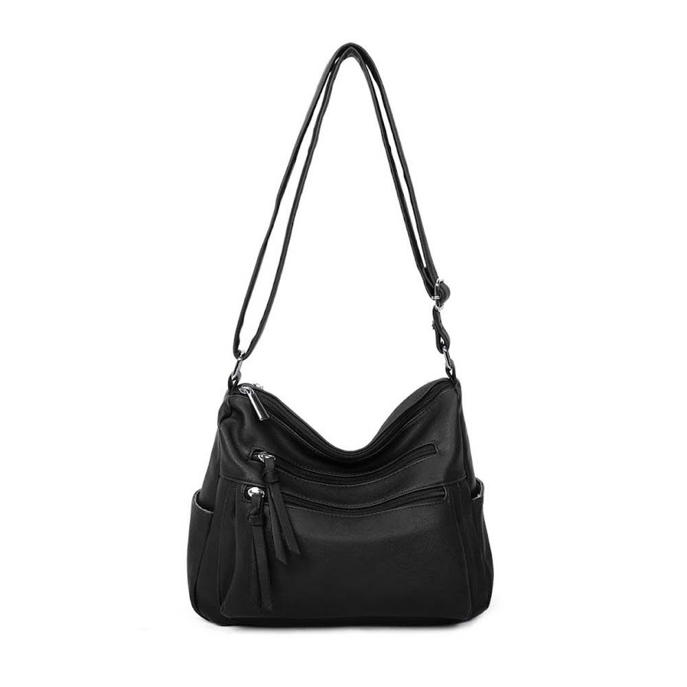 ITALYSHOP24 Schultertasche Damen Tasche Shopper Crossbody, als Handtasche, Umhängetasche, Hobo Bag tragbar
