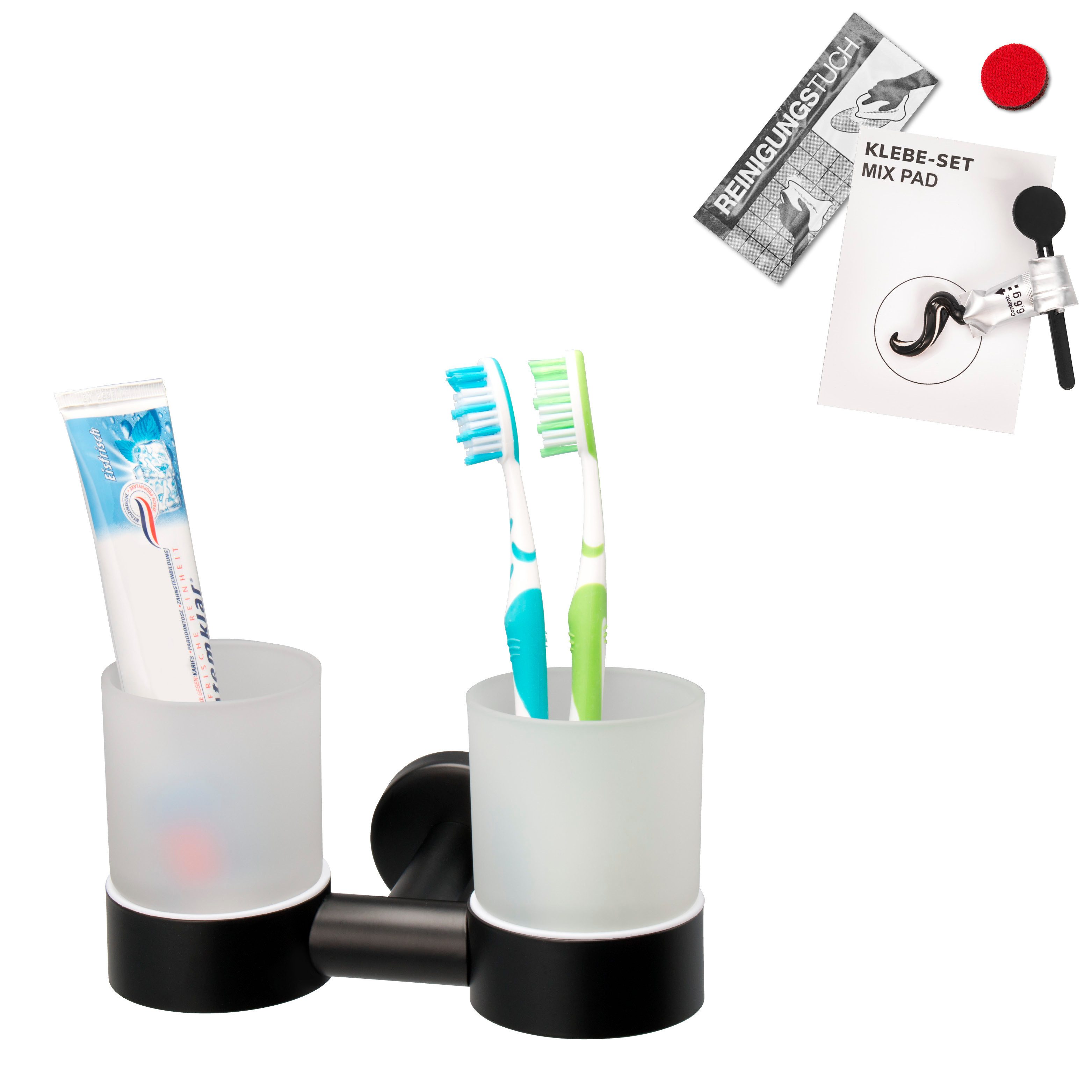 bremermann Zahnputzbecher Bad-Serie PIAZZA BLACK – inkl. Klebeset, matt sch günstig online kaufen