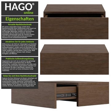 HAGO Nachttisch Premium Nachttisch Wandregal Kommode Wandboard Nachttischschrank mit