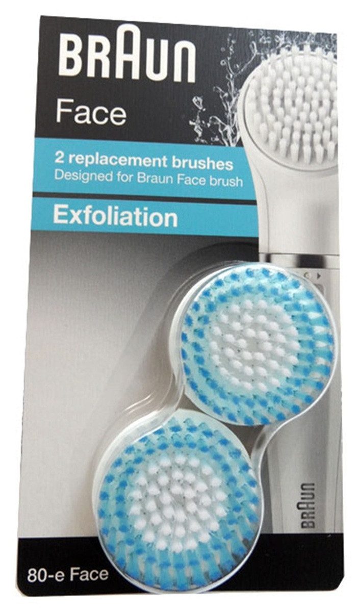 Braun Gesichtsreinigungsbürste 80-e Silk-épil Face Ersatz-Gesichtsreinigungsbürste Peeling, 2er Pack