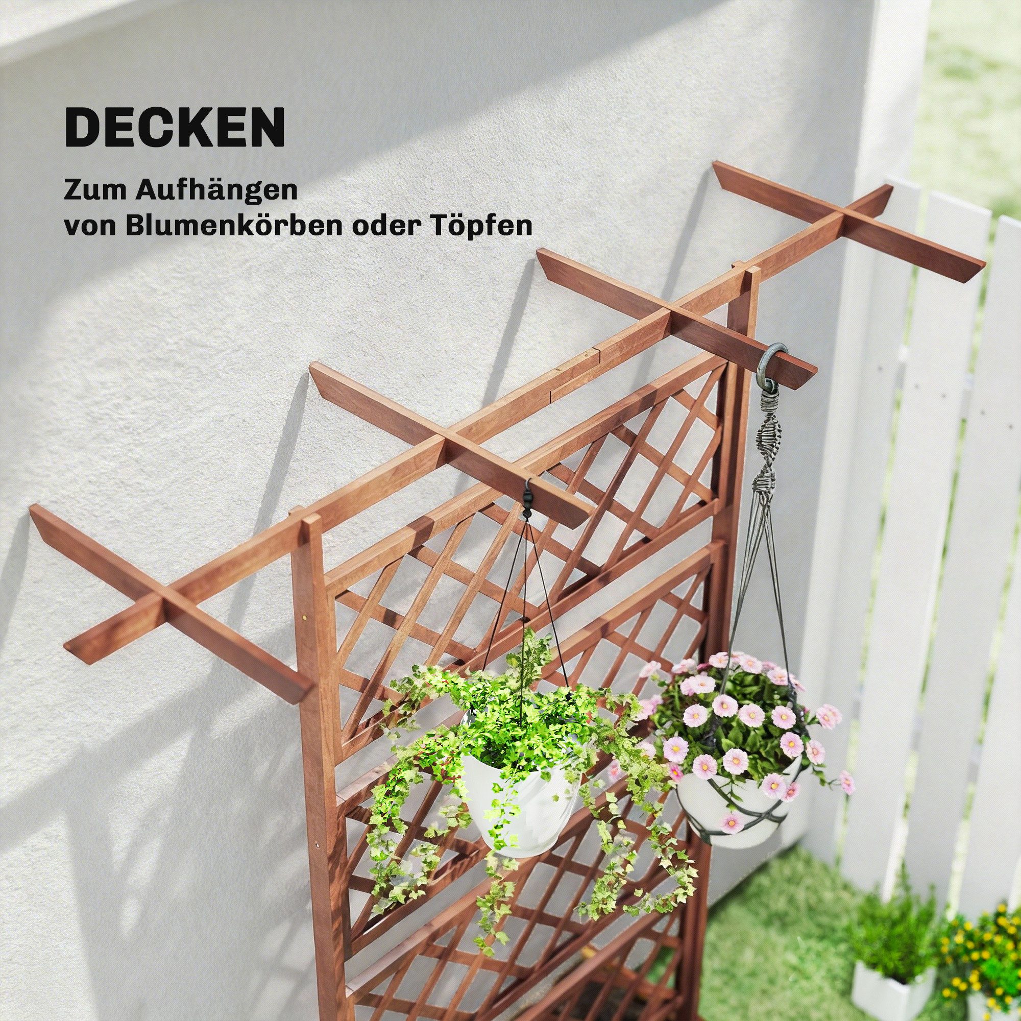 Outsunny Hochbeet Rankengitter Holz mit Dach, Pflanzbeet für Kletterpflanzen (Frühbeet, 1 St., Gartenbeet), für Garten, Balkon, 160 x 55 x 183 cm Orange – Bild 5 von 5