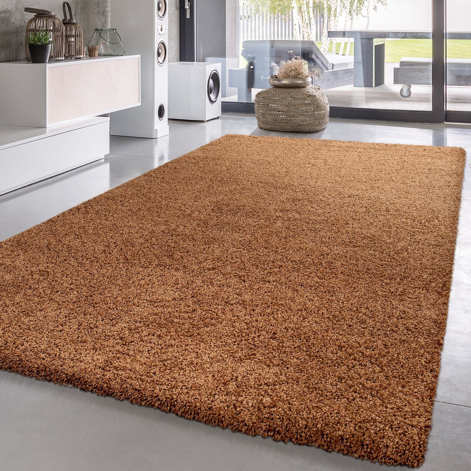 Hochflor-Teppich Shaggy Teppich Hochflor Langflor Teppiche Wohnzimmer Preishammer, TT Home, rechteckig, Höhe: 34 mm