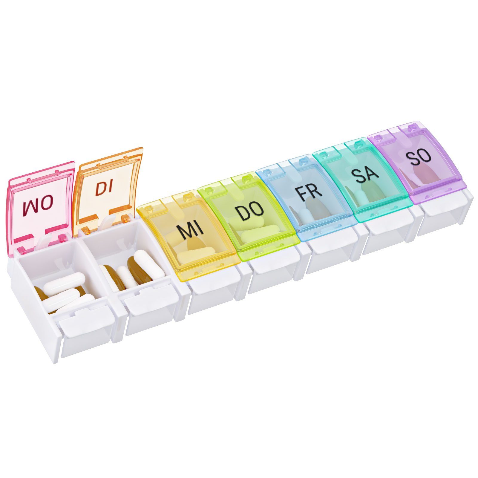 Wellgro Pillendose Tablettenbox 7 Tage mit Druckverschluss