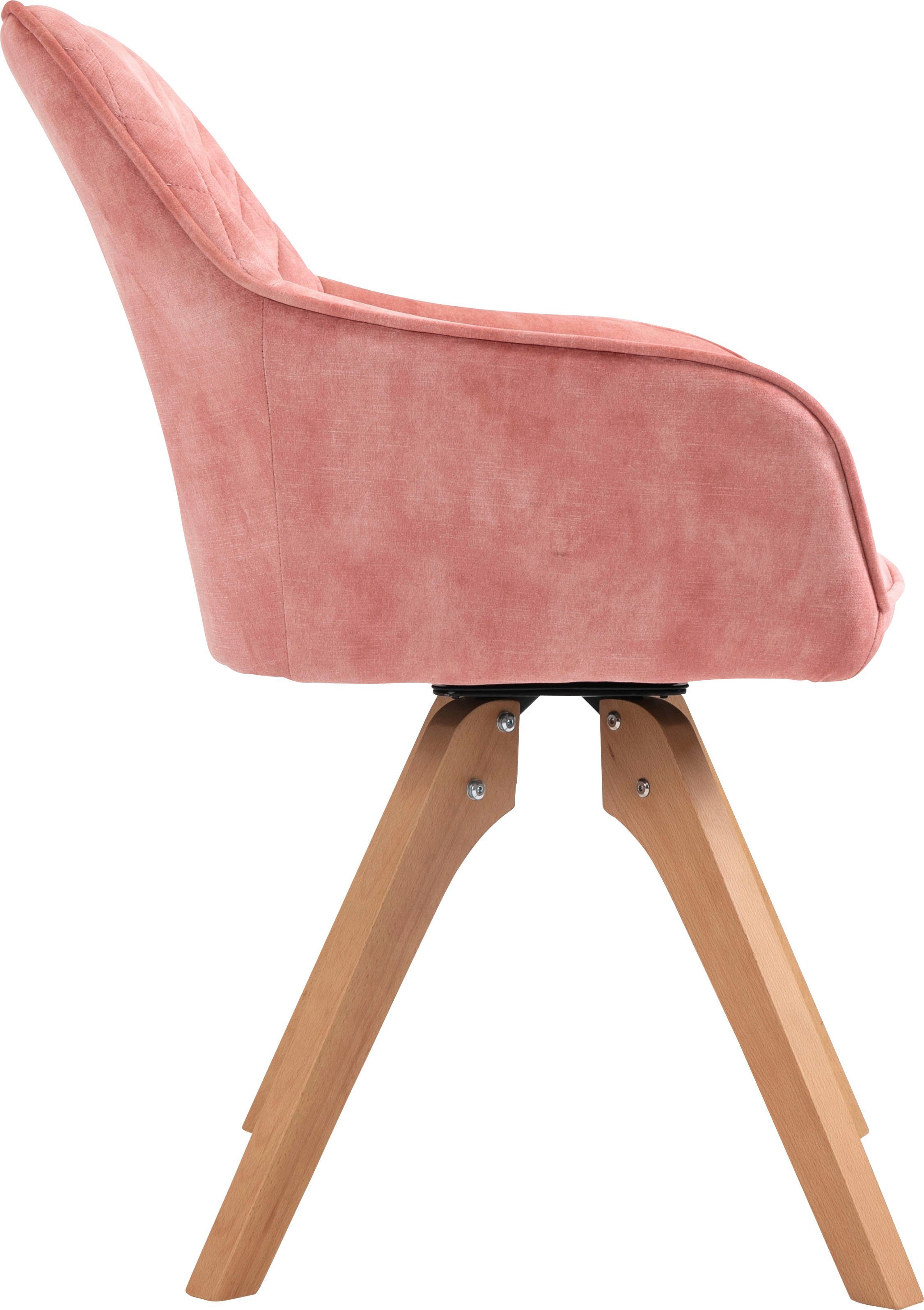 SalesFever Essgruppe, (5-tlg), Tischbreite Stühle drehbar, rosé mit 180° 180 Samtverlours cm