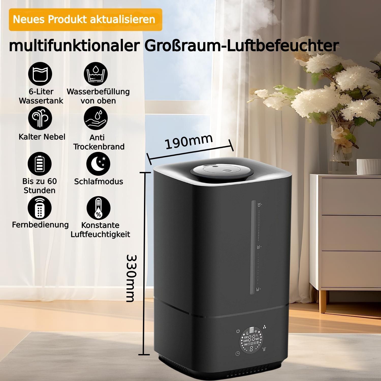 ibettertec Luftbefeuchter Aroma Diffuser Ruhig 30dB Luftbefeuchter, 6 l Was günstig online kaufen