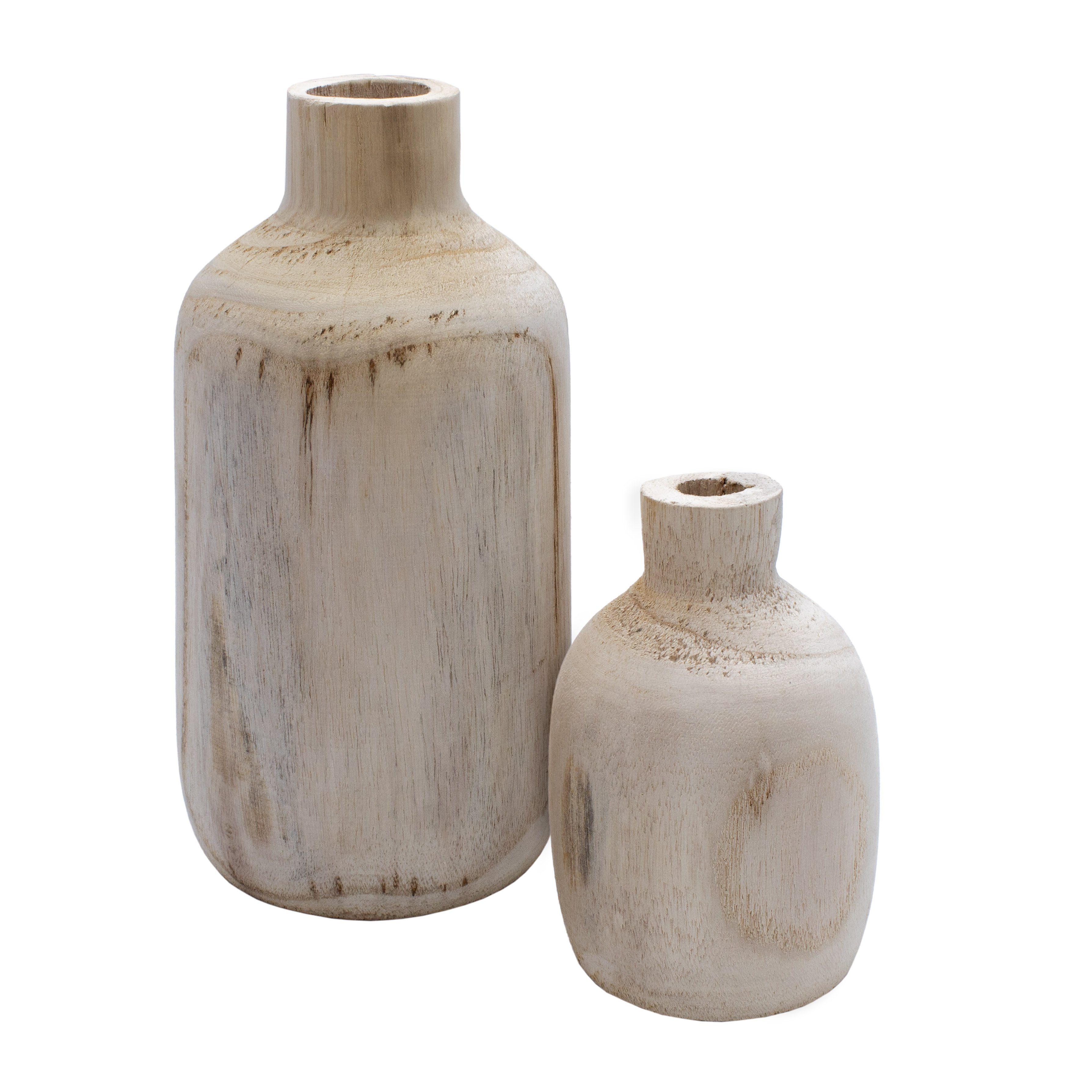 Spetebo Dekovase Holz Blumenvase 2er Set verschiedene Designs (Set, 1 St., günstig online kaufen