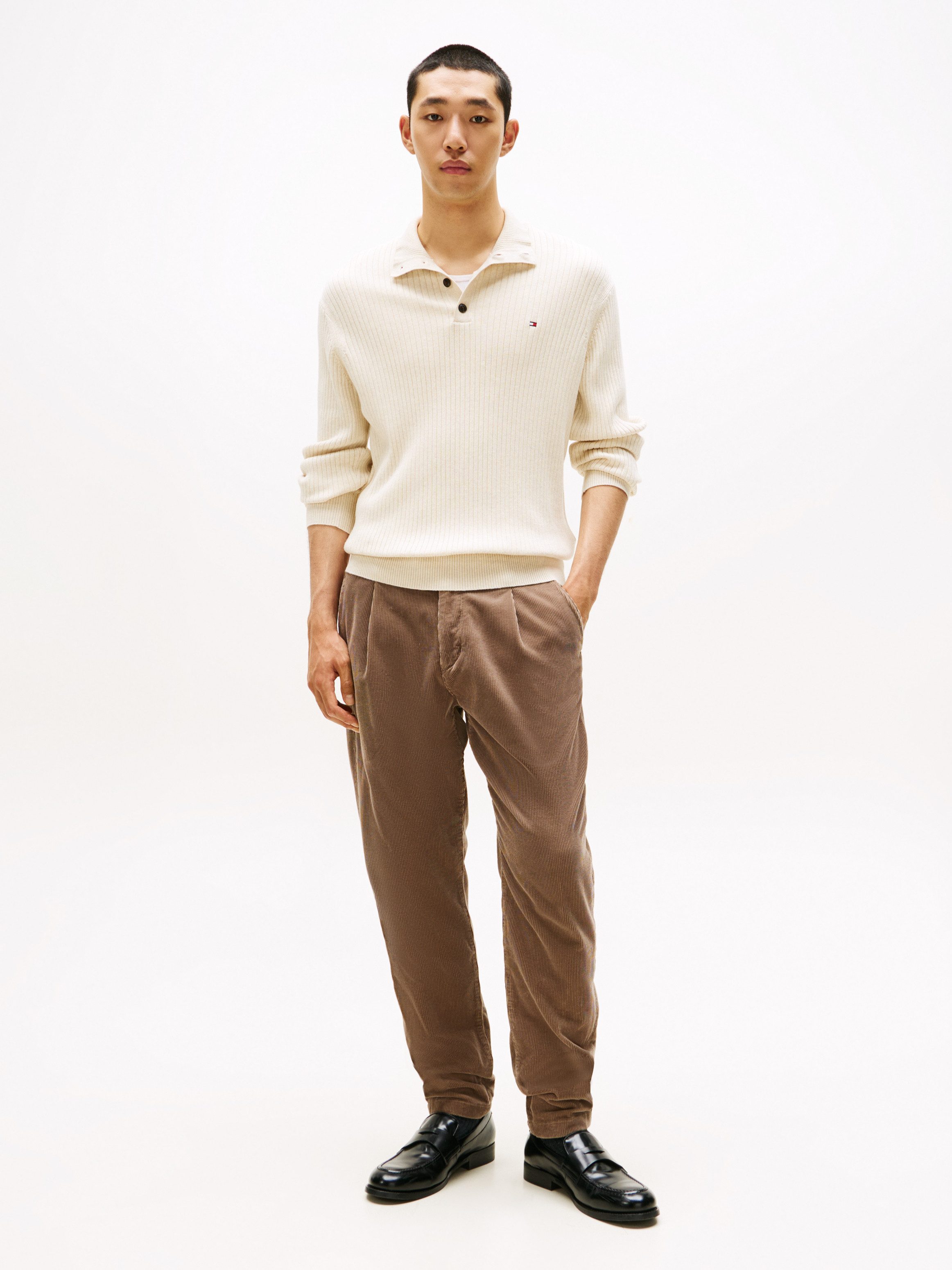 Tommy Hilfiger Troyer PIMA CASH STRUCTURE MOCK Rippbündchen am Kragen, Ärmel und Saum