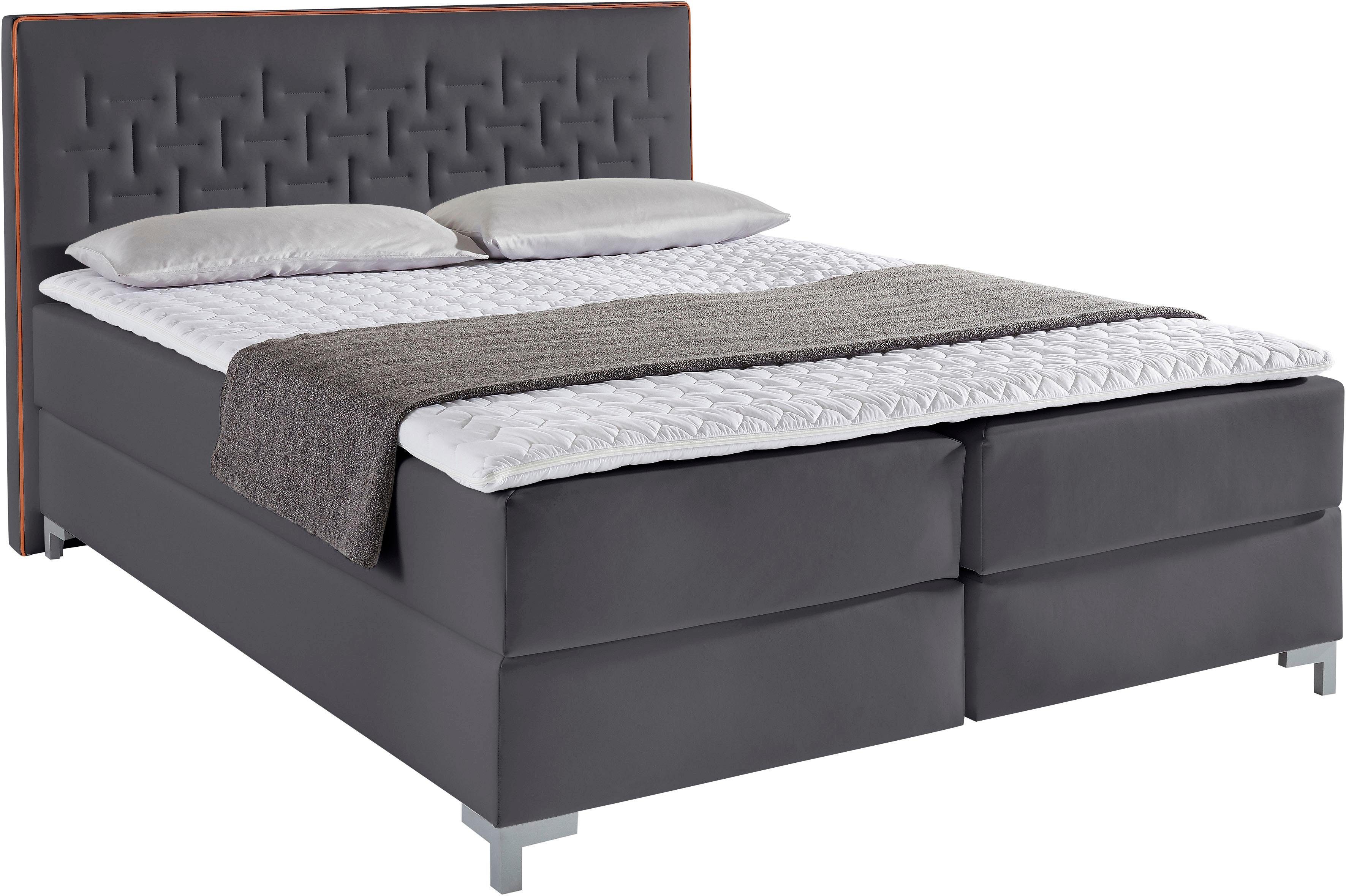 INOSIGN Boxspringbett "Coos" mit besonderer Steppung im Kopfteil, 3 Matratz günstig online kaufen