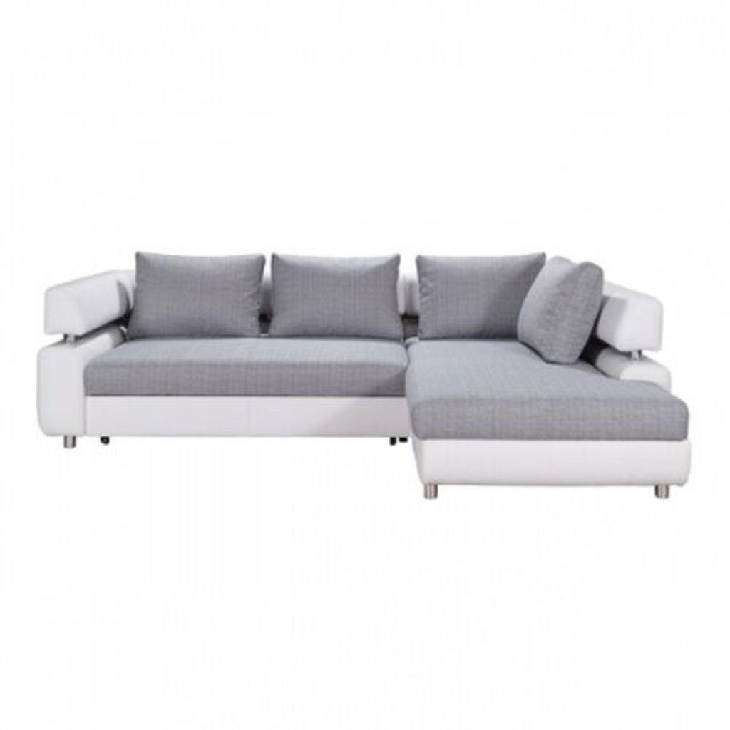 Wohnlandschaft Ecksofa Ecksofa Couch in Ecksofa + Made Ecke Grau/Weiß Bettfunktion Polster, Sofa JVmoebel Europe