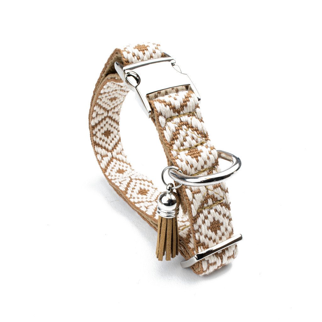 Tierluxe Hunde-Halsband Cappuccino, mit Ethno Muster
