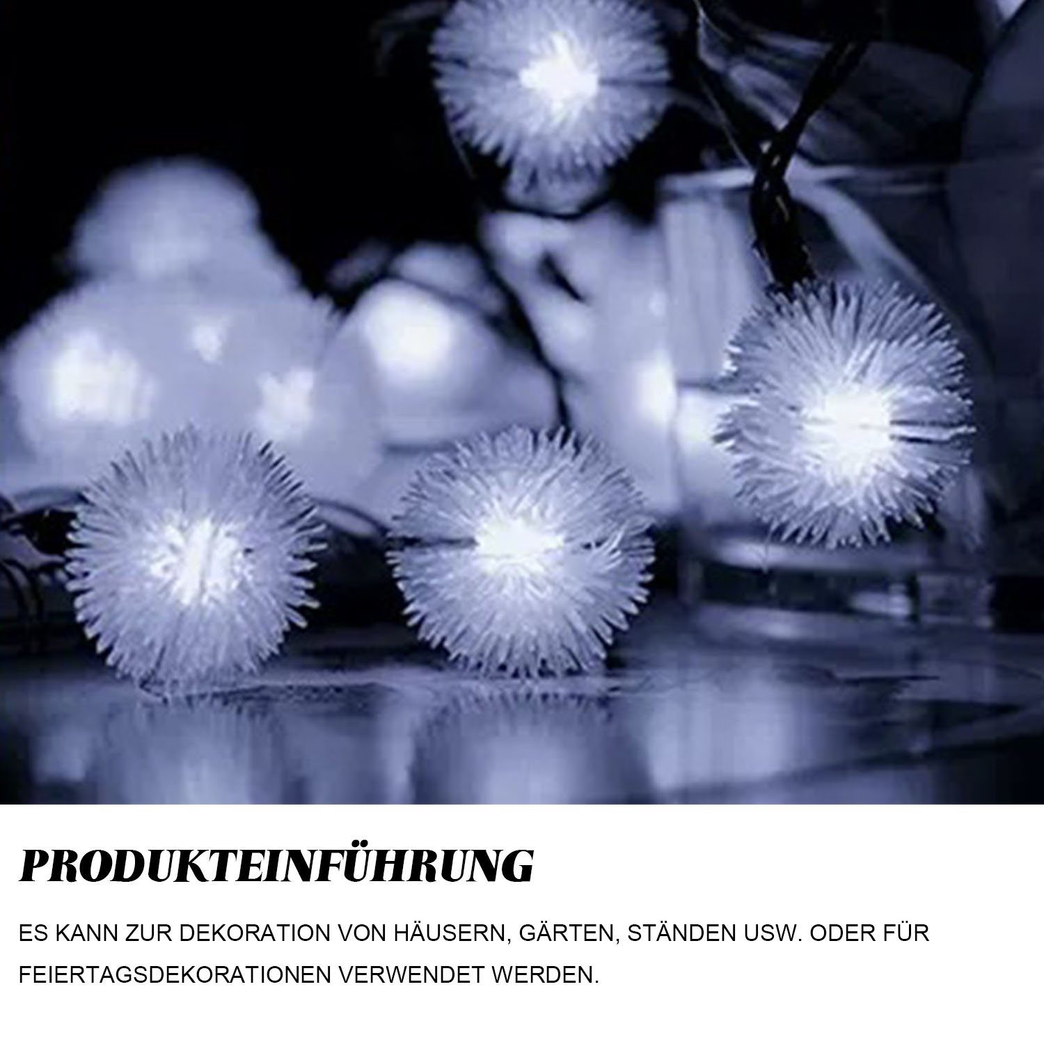Lampe, LED Weihnachtsdekoration 6.5m Lichter Farbe Solar IP65, 2pcs Ball MAGICSHE wasserdichter Taraxacum Entwurf weißes Lichterkette Plüsch Licht 30,