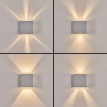 hofstein Außen-Wandleuchte moderne Außenlampe aus Metall in Hellgrau, LED fest integriert, 3000 Kelvin, mit Lichteffekten (änderbar) und Up&Down-Effekt, 400 Lumen, IP54