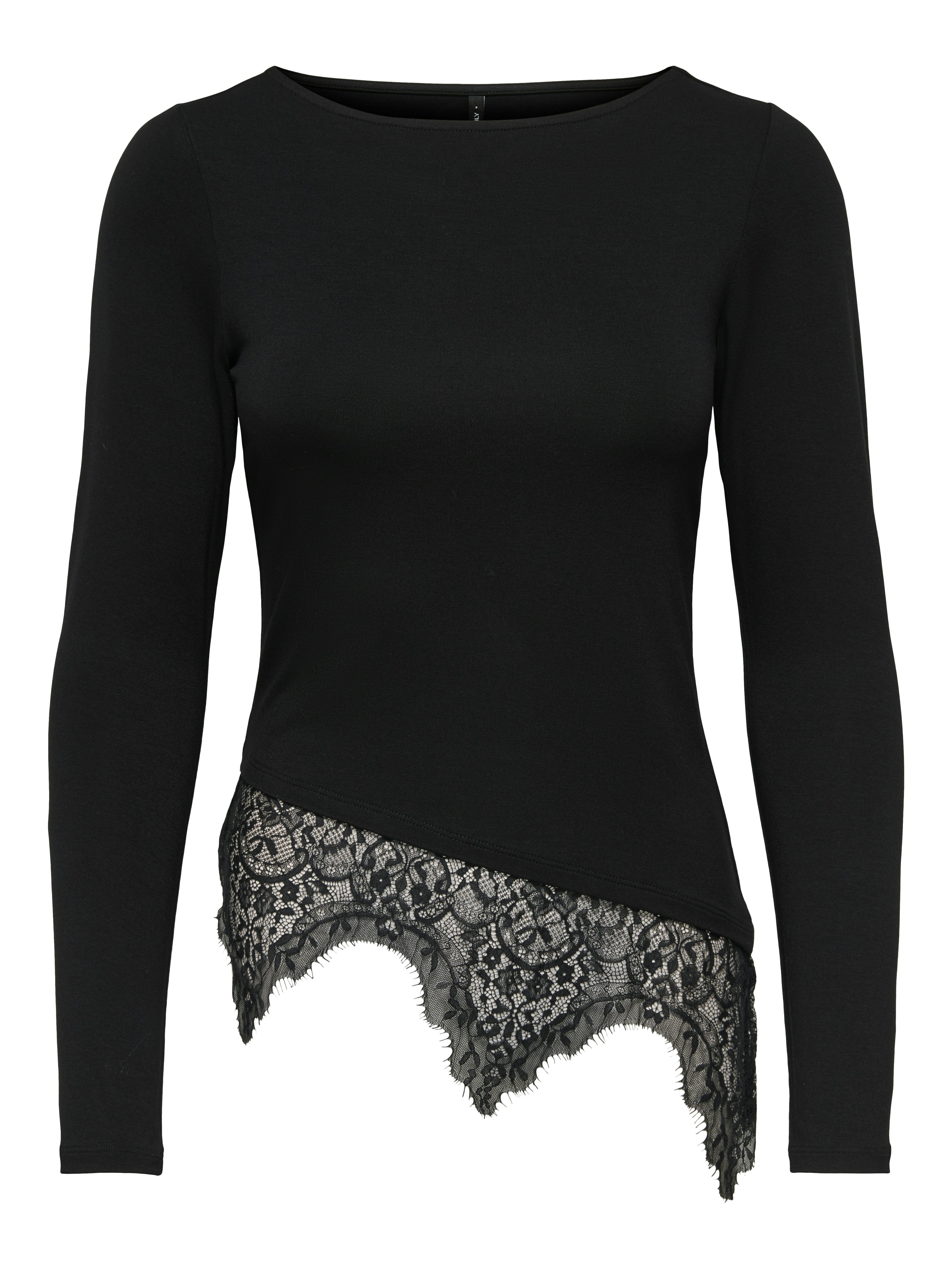 ONLY Spitzenshirt ONLLAILA L/S LACE MIX TOP JRS NOOS Viskosemischung, regular fit