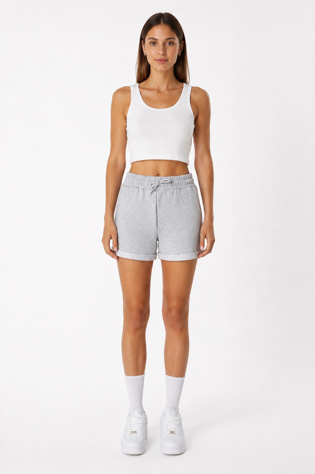 Smith & Solo Sweatshorts Kurze Hose Damen Shorts (1-tlg) Basic, Lycra, umschlagene Beinsaum