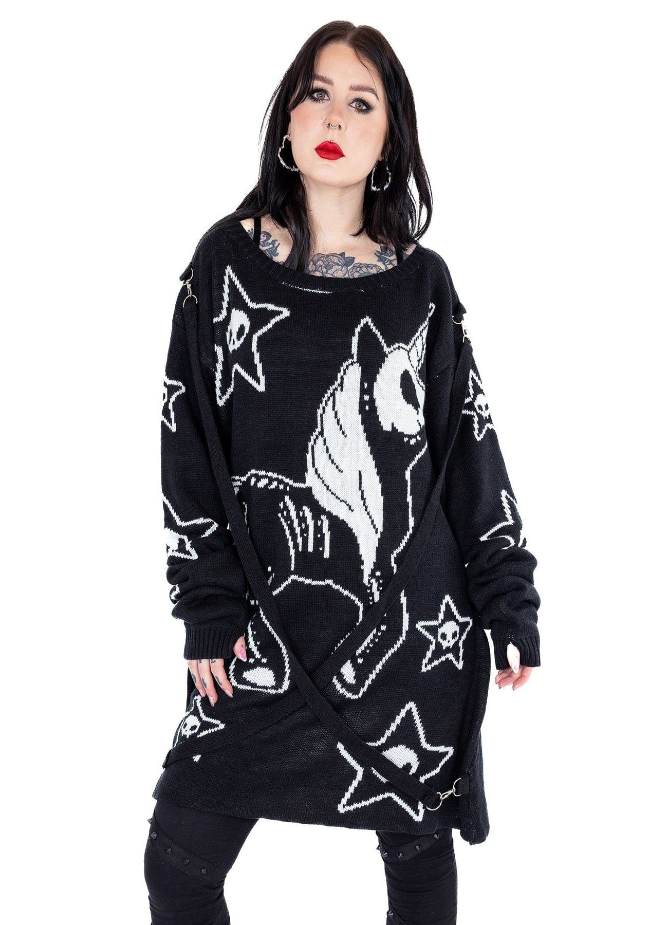 Cupcake Cult Longpullover Dead Inside Skelett Strickpullover Zombie Einhorn Kawaii Unicorn