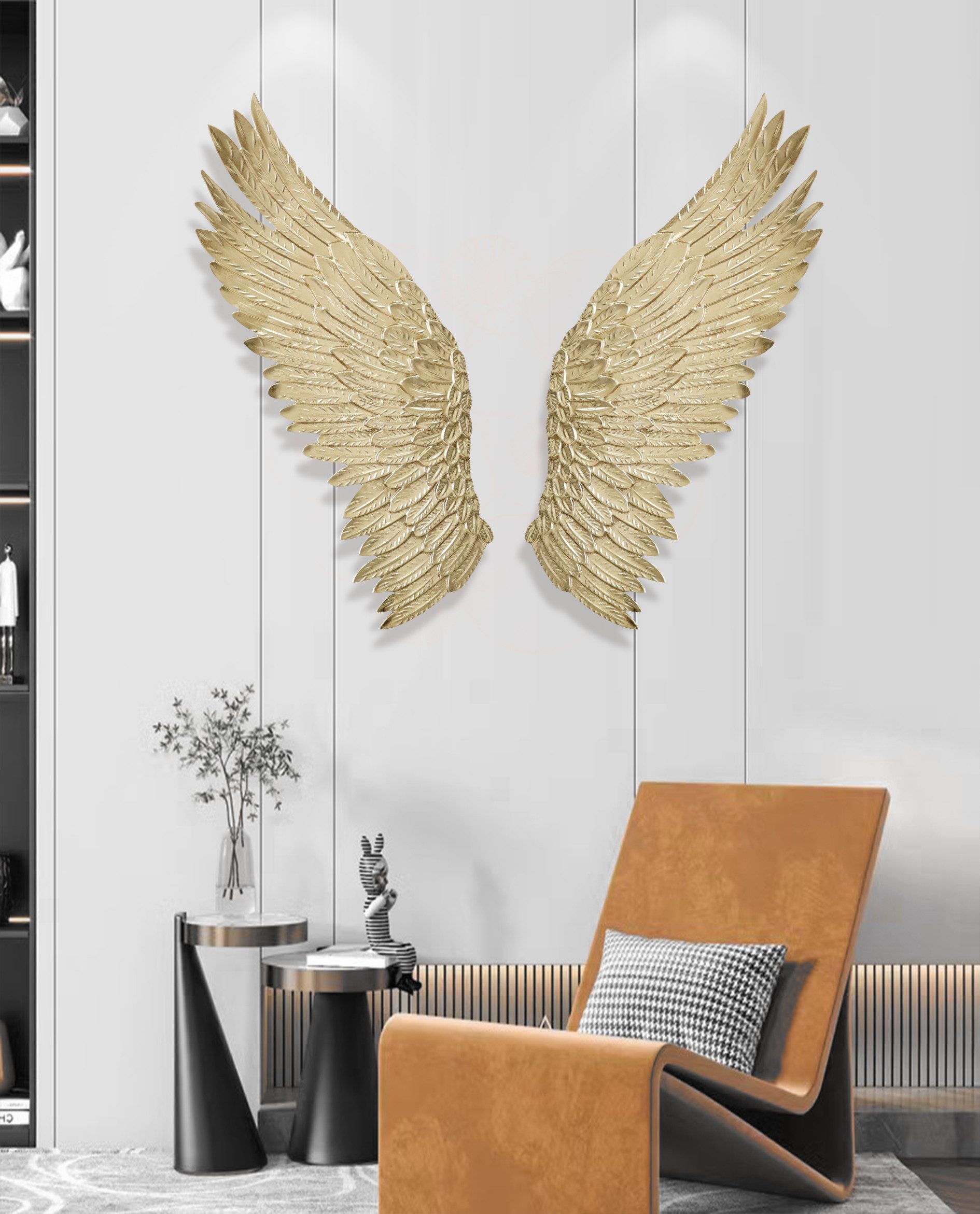 Kobolo Wandbild Wanddeko Set ANGELO Engelsflügel Metall gold 2 Stk, Flügel, günstig online kaufen