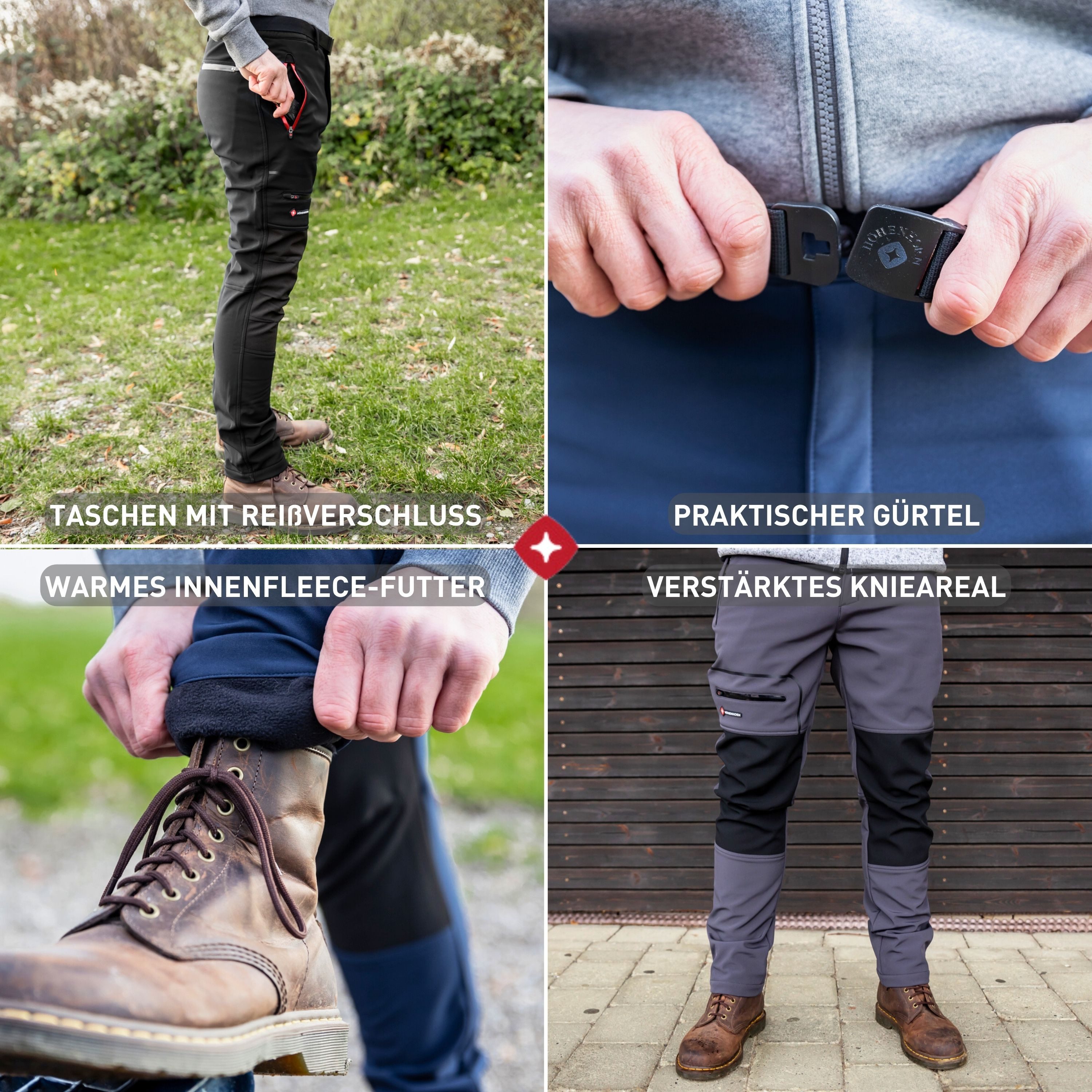 Höhenhorn Funktionshose Trekmaster Herren Softshellhose für Herren Gefüttert Snowboardhose weiches Microfleece-Innenfutter