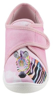 Superfit BELINDA WMS: mittel Hausschuh Klettschuh, Kindergarten Schuh mit coolem Zebra-Motiv