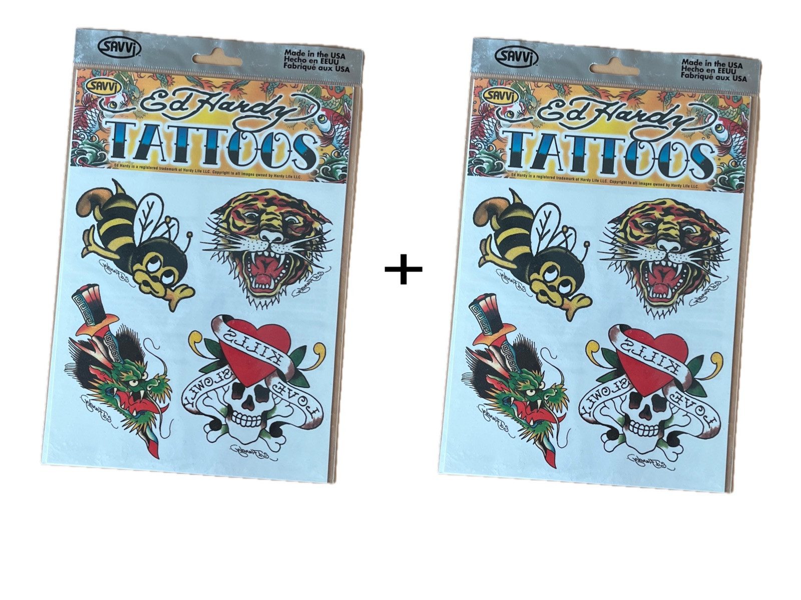 LK Trend & Style Schmuck-Tattoo Ed Hardy Temporary, 16-tlg., Eine Packung enthält 8 Motive, Tattoo das nicht ewig hält