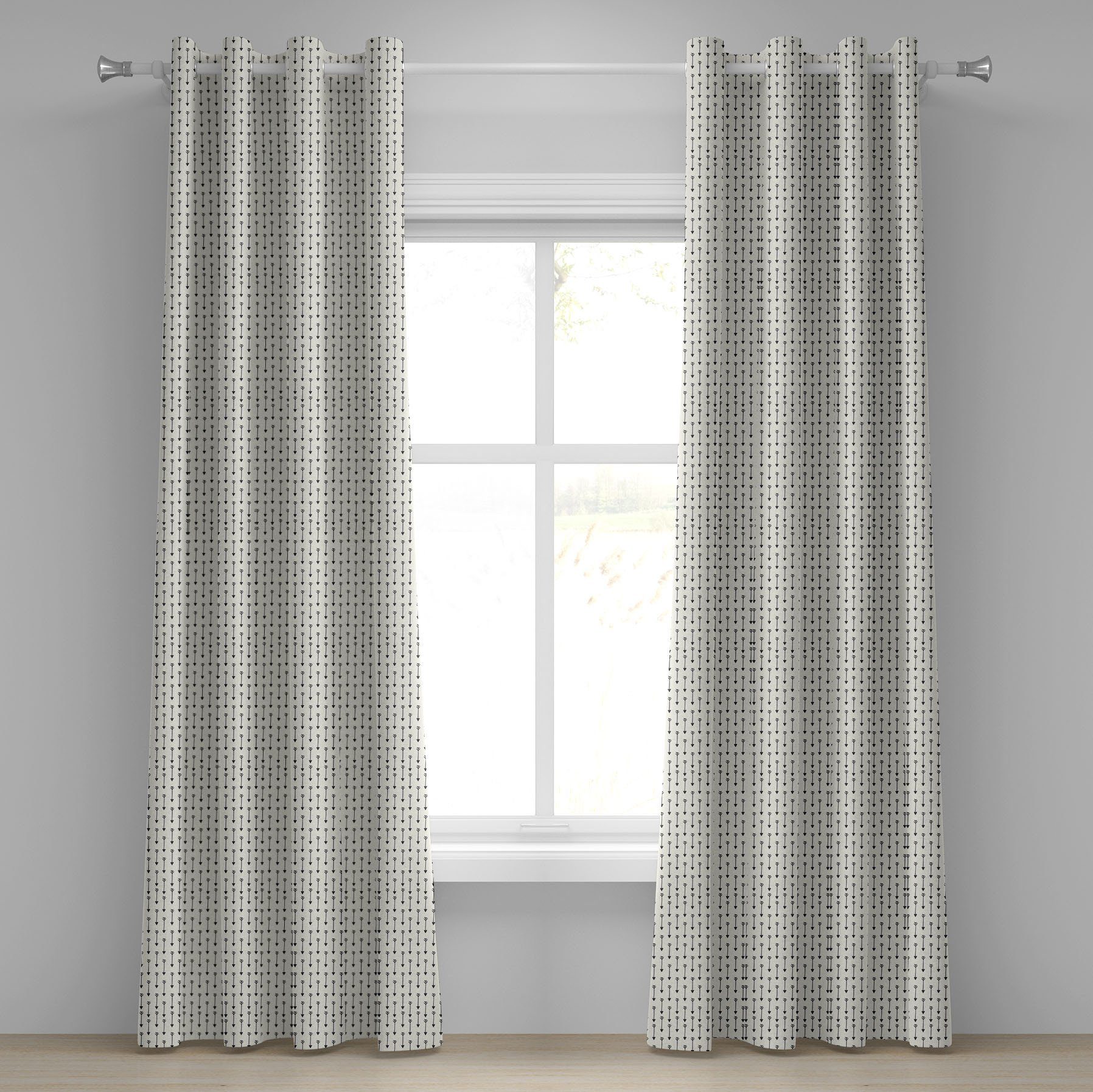 Gardine Dekorative 2-Panel-Fenstervorhänge für Schlafzimmer Wohnzimmer, Abakuhaus, Ethnisch Retro Boho Pfeil-Muster