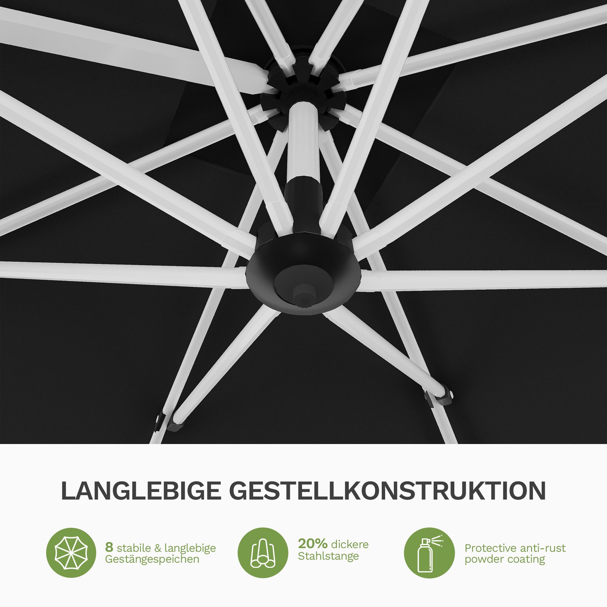 HOMALL Sonnenschirm 300x400 cm Ampelschirm mit Ständer, 360 Grad drehbar, UV-Schutz 50+, 300*400CM, φ330CM, 270*270CM, Gewicht 18-28KG, faltbar, geeignet für Ga – Bild 5 von 5