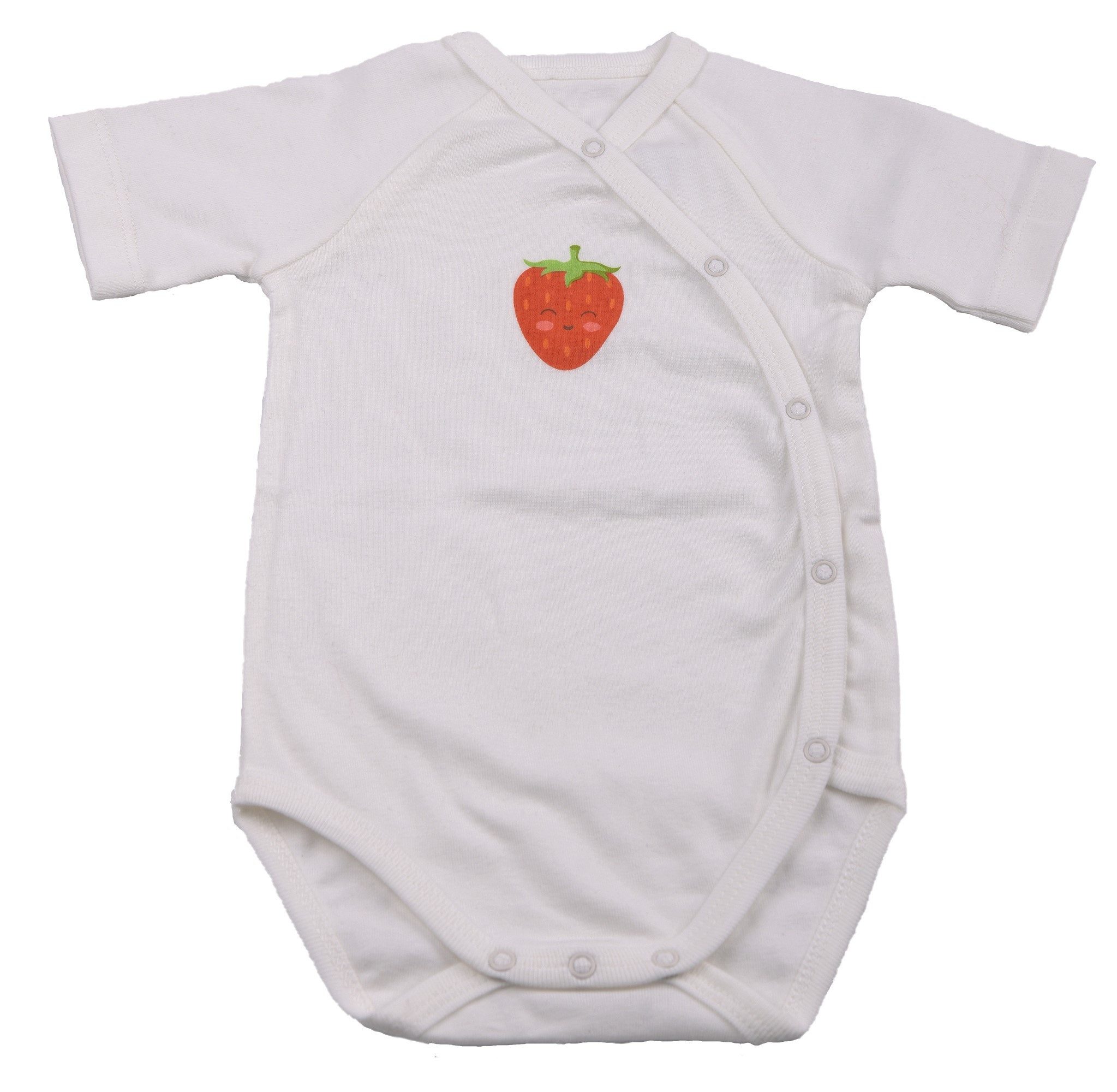 El Puente Strampler Babybody "Funny Strawberry", Größe 62/68, Handmade, Bio Fair Trade