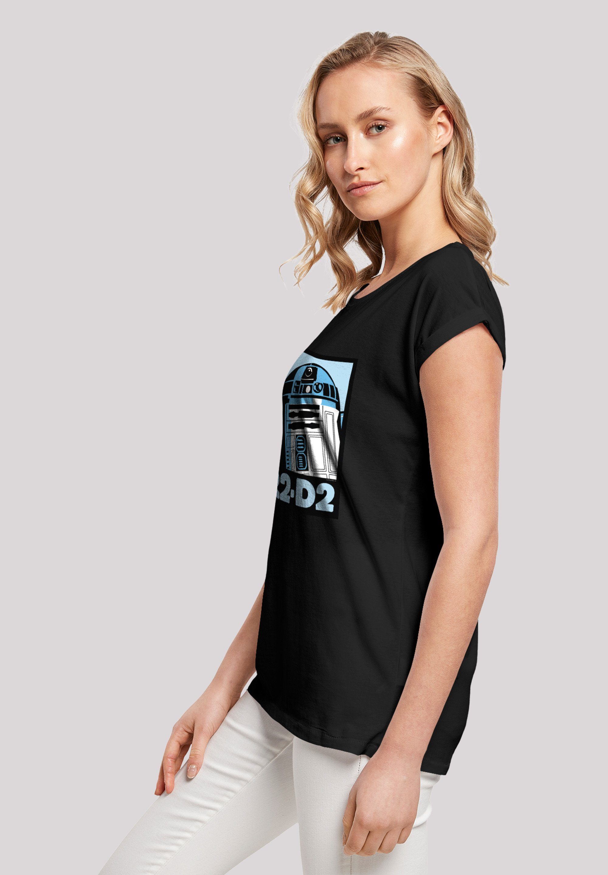 Damen R2-D2 Poster with F4NT4STIC Wars Kurzarmshirt Shoulder Extended Ladies Star (1-tlg) Tee