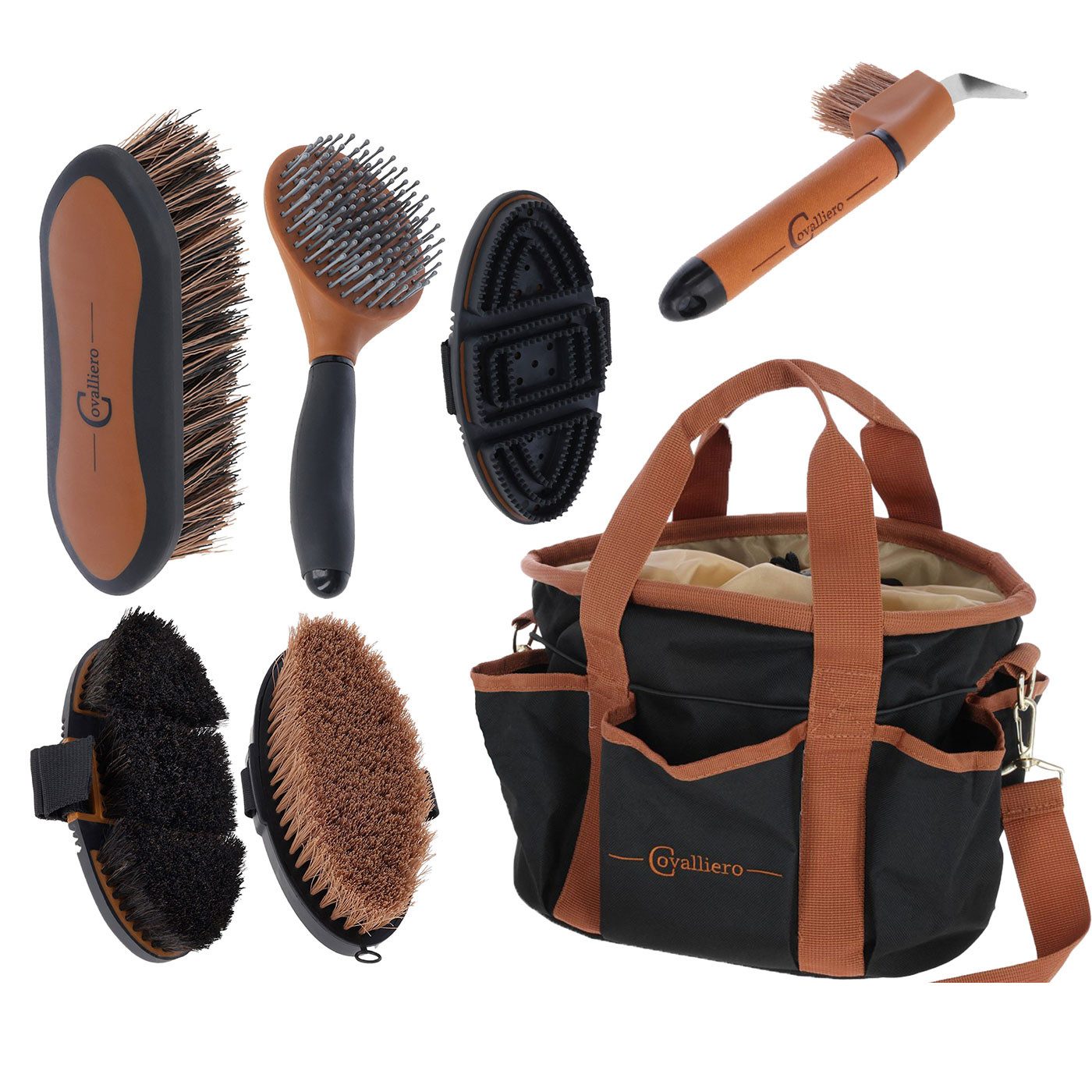 Kerbl Pferdebürste Covalliero Premium-Pflegeset + gratis Hufkratzer