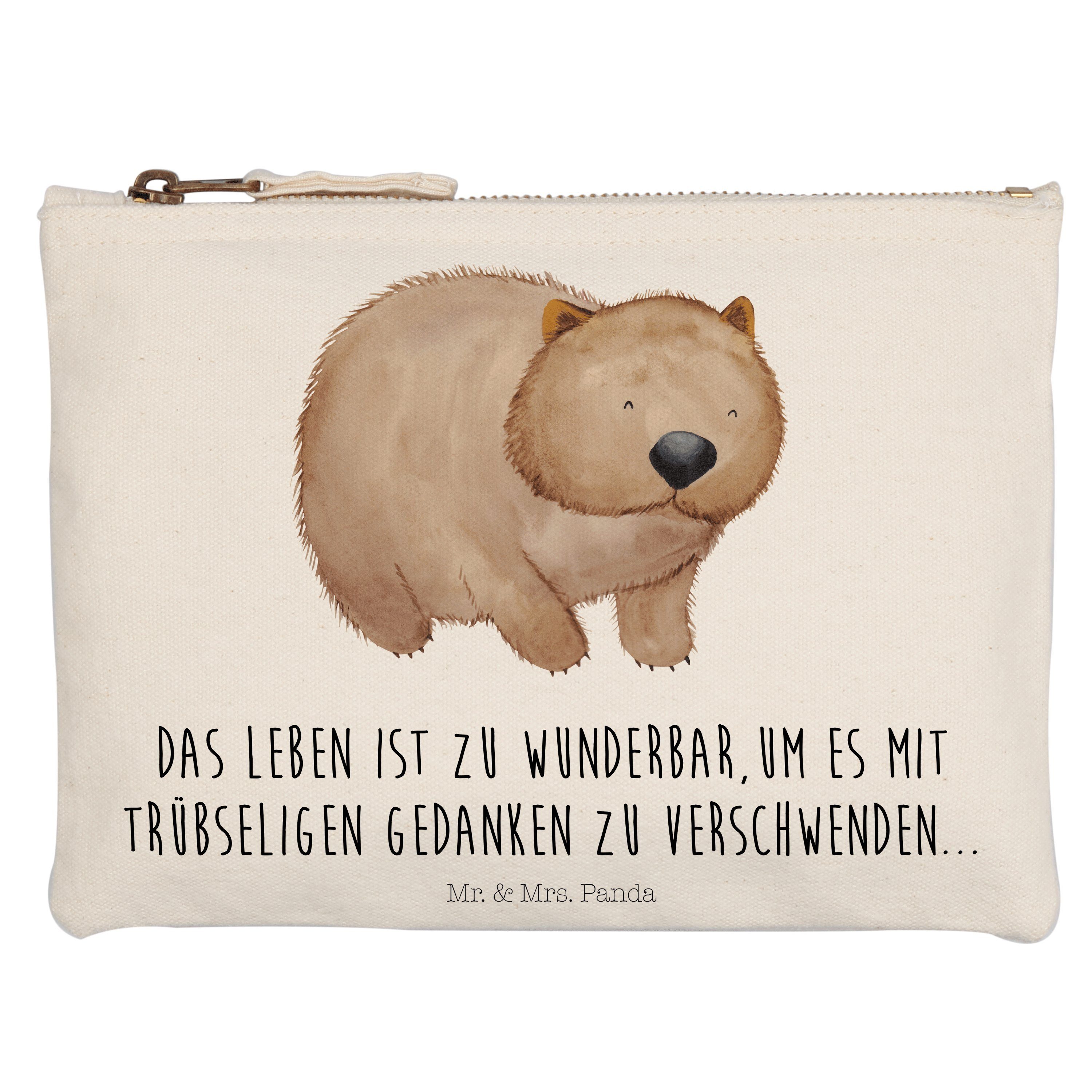 Mr. & Mrs. Panda Kosmetiktasche Wombat - Weiß - Geschenk, Das Leben ist schön, Schminktasche, Kosmeti (1-tlg)
