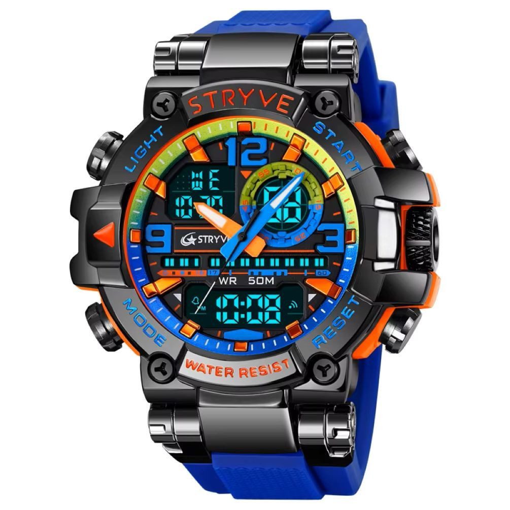 Quarzuhr Stryve Sportuhr Wasserdichte Digital-Analoge Militär Uhr Silikon