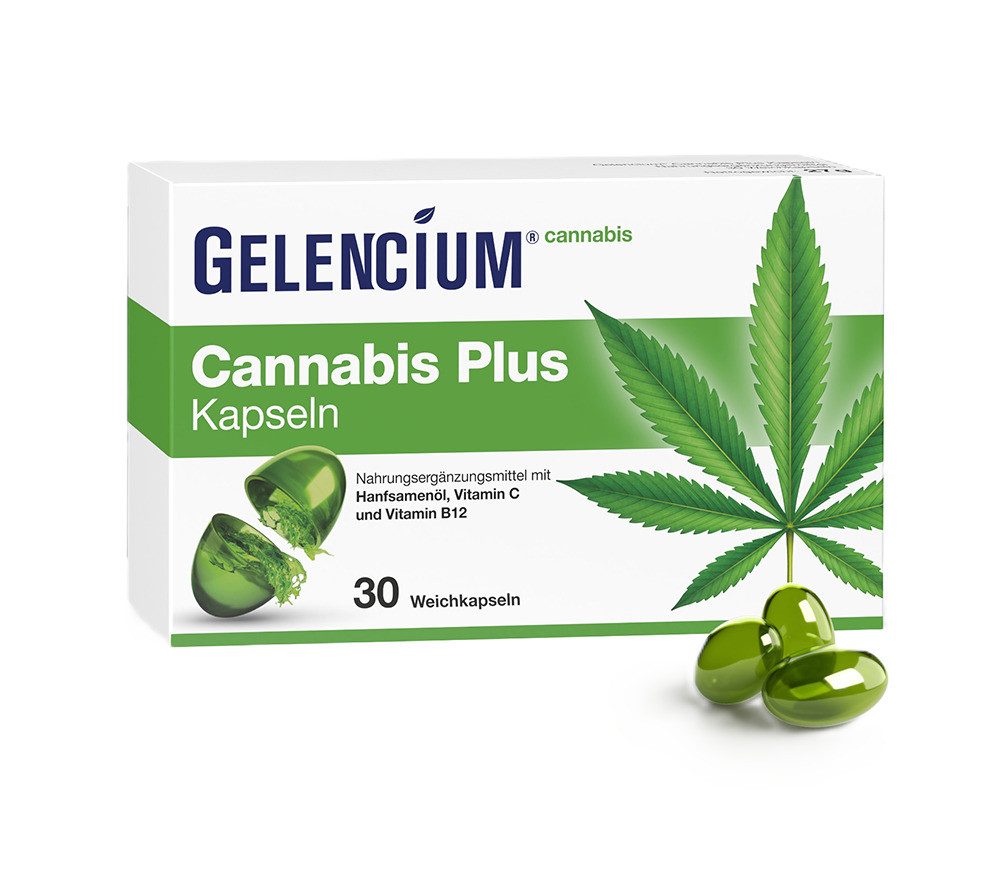 GELENCIUM® Cannabis Plus Kapseln KAP, Mit Vitamin B12 und Vitamin C für Energie, Nerven & Psyche à 30 St., 30.0 g