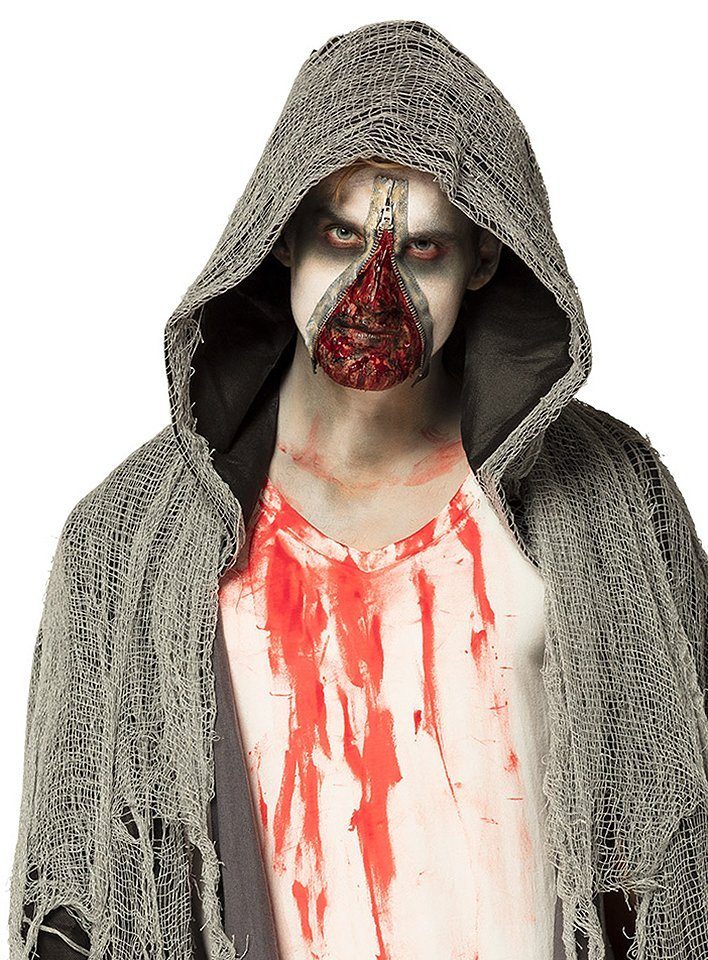 Boland Theaterschminke Zombie Reißverschluss Schminkset, Blutiges Spezialeffekt-Make-up für krassen Halloween-Horror!