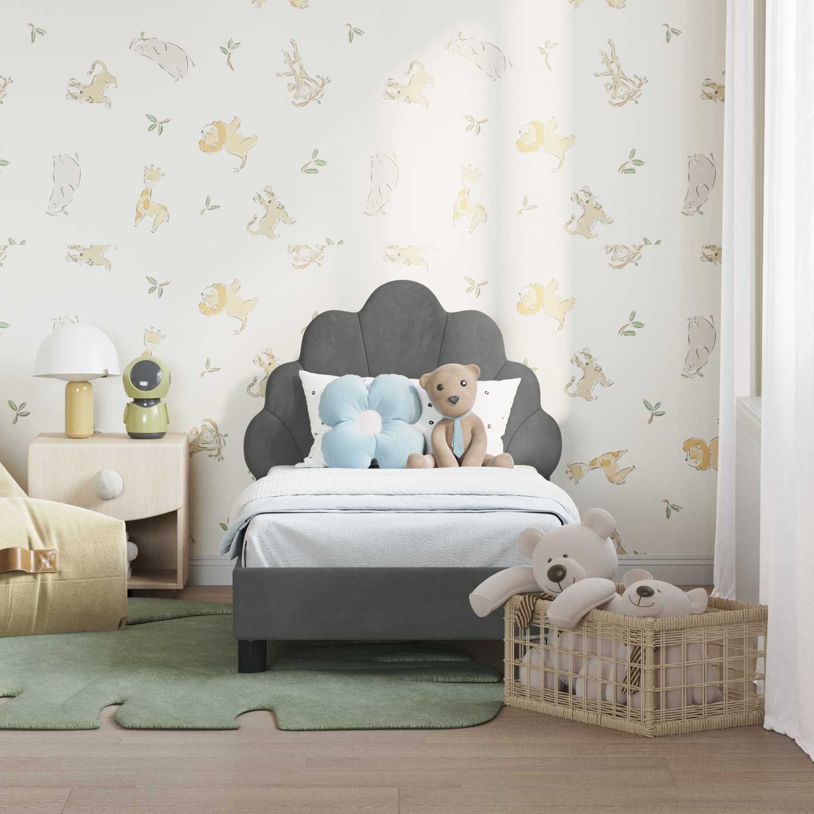 vidaXL Bett Kinderbettgestell mit Kopfteil Dunkelgrau 70 x 140 cm Samt (1-t günstig online kaufen