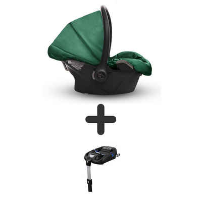 TPFLiving Babyschale Musse Royal Autositz Kunstleder Babyschale fürs Auto, ab: 0+, bis: 11kg (0-11kg), bis: 13 kg, (mit Isofix Basis), auch passend für Musse Royal Kinderwagen Grün Gestell Grau/Silber